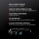Panasonic Lumix LX100 II Large Four Thirds 21.7 MP Multi Aspect Sensor 24-75mm Leica DC VARIO-SUMMILUX F1.7-2.8 Lens Wi-Fi and Bluetooth Camera with 3 LCD, Black (DC-LX100M2)