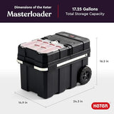 Keter Masterloader Resin Rolling Tool Box with Locking System and Removable Bins ?C Perfect Organization and Storage Chest for Power Drill, Tape Measure, and Screwdriver Set, Black