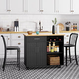 Shintenchi Kitchen Island Cart with Storage,Rolling Side Table on Wheels with Large Worktop, Cabinet,Towel Rack and Drawers for Kitchen,Dinning Room, White