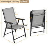 Yaheetech Patio Dining Chairs Set of 4 with Armrests, Outdoor Folding Chairs with Metal Frame and Backrest for Lawn, Garden, Yard and Poolside, Black