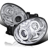 SPEC-D TUNING Dual Halo LED Projector Headlights Glossy Black Housing Smoke Lens Compatible with 2002-2003 Subaru Impreza, Left + Right Pair Headlamps Assembly