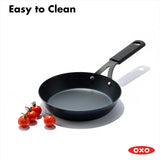 OXO Obsidian Pre-Seasoned Carbon Steel, 12 Wok Pan with Removable Silicone Handle Holder, Induction, Oven Safe, Black