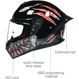 Full Face Motorcycle Helmet Crash Integrated Helmet with HD Visor Four Seasons Crash Helmet Men Women DOT Approved Ventilation System Motorcross Helmets