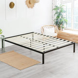 PrimaSleep 18 Inch Tall Heavy Duty Steel Slat Bed Frame/Anti-Slip Support/Easy Assembly Mattress Foundation/No Noise/No Box Spring Needed/Full/Black