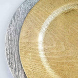 Balsacircle 24 Pcs 13 in Gold Wooden Textured Round Charger Plates – Dinner Party Wedding Supplies for All Holidays