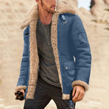 Leather Jackets for Men Motorcycle Biker Jacket Winter Warm Turn-Down Collar Coat Hunting Trench Coats Casual Outdoor Clothes