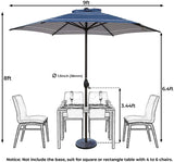 Abba Patio 9-Feet Patio Umbrella Outdoor Market Table Umbrella with Push Button Tilt and Crank, Turquoise Striped