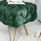 Pink Soft Faux Ottoman Fuzzy Entryway Bench Seat 27x20x19 Sturdy Accent Coffee Table for Living Room Make up Vanity Fluffy Shoe Stool with Golden Legs for Bedroom Closet F