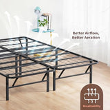 PrimaSleep 18 Inch Tall Heavy Duty Steel Slat Bed Frame/Anti-Slip Support/Easy Assembly Mattress Foundation/No Noise/No Box Spring Needed/Full/Black
