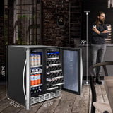 Tittla 30 Inch Wine Fridge, Dual Zone Wine and Beverage Refrigerator with 33 Bottle and 80 Can Wine Cooler Under Counter Freestanding