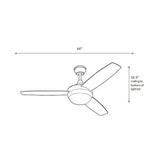 Harbor Breeze Beach Creek 44-in Brushed Nickel LED Indoor Downrod or Flush Mount Ceiling Fan with Light Remote (3-Blade)