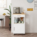 Shintenchi Kitchen Island Cart with Storage,Rolling Side Table on Wheels with Large Worktop, Cabinet,Towel Rack and Drawers for Kitchen,Dinning Room, White