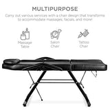 Best Choice Products 71in 3-Section Multipurpose Massage Bed, Spa & Salon Facial, Tattoo Chair w/Hydraulic Stool, Removable Headrest, Facial Cradle, Towel Hanger – Black