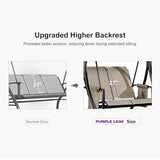 PURPLE LEAF 3-Seat Deluxe Outdoor Patio Porch Swing with Weather Resistant Steel Frame, Adjustable Tilt Canopy, Beige