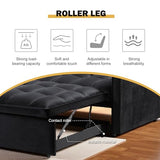 3 in 1 Sleeper Sofa Bed, Futon Sofa Bed for Living Room with Side Pocket, Black Sleepers Sofa Couch with Pullout Bed, Convertible Love Seat Sleepers Bed for Living Room, Bedroom, Small Space