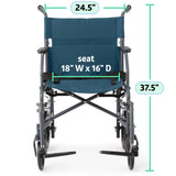 Medline Transport Wheelchair Lightweight Portable