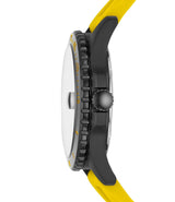 Fossil Mens FB01 ThreeHand Date Yellow Silicone Watch Yellow
