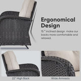 Patio Wicker Chairs Swivel Rocker – Outdoor Swivel Rocking Chairs Set of 2 with Rattan Side Table, Patio Swivel Glider Chair 3 Piece Patio Furniture Sets for Deck Porch Pool Brown/Blue