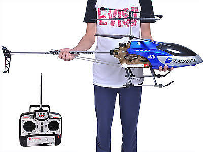 53 inch Extra Large GT Qs8006 2 Speed 3.5 CH RC Helicopter Builtin Gyro Blue