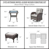 Patio Wicker Chairs Swivel Rocker – Outdoor Swivel Rocking Chairs Set of 2 with Rattan Side Table, Patio Swivel Glider Chair 3 Piece Patio Furniture Sets for Deck Porch Pool Brown/Blue
