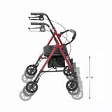 Drive Medical Adjustable Height Aluminum Frame Rollator with 6 Inch Casters, Red?? Last Day For Clearance