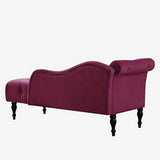 TJUNBOLIFE Velvet Chaise Lounge Indoor 60u201D Tufted Upholstered Lounge Chair with Pillow & Rolled Arm Nailhead Trim for Bedroom Living Room Office Grey