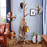 Clothes Stand Modern Coat Rack Solid Wooden Standard Rod 12 Hook Entryway Hall Bedroom Clothes Rack for Clothes Hat Jacket Scarf Hanger New Furniture