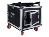 Sound Town 8-Space Pa/dj Rack/Road Case with Slant Mixer Top and Casters (STMR-8UW)