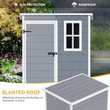 DWVO 5x3ft Resin Outdoor Storage Shed with Floor, Waterproof Lockable Storage Shed with Window, Plastic Outside Tool Storage for Garden, Backyard, Patio, Lawn, Gray