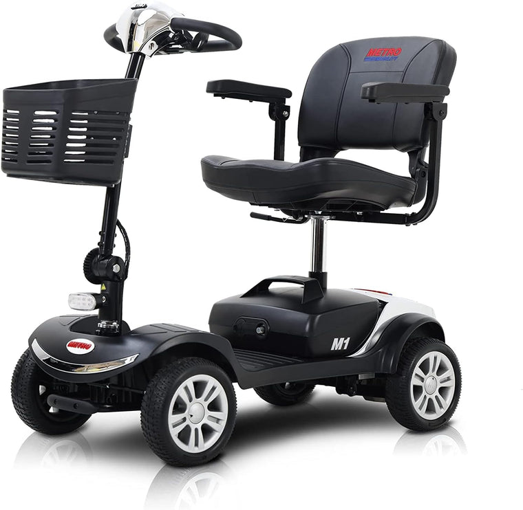 Electric Mobility Scooter for Adults and Seniors 4 Wheel Powered Mobility Scooters for Travel, Elderly – Long Range Power Extended Battery with Charger and Basket Included