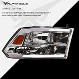 Alpha Owls 8710401 Crystal Headlights With Switchback Sequential LED Light Bar & Startup Light – Black Amber Fits 2009-2018 Dodge Ram 1500 2500 3500/2019-2023 Classic Halogen Models