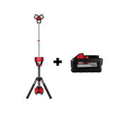 Milwaukee M18 18-Volt Lithium-Ion Cordless 3,000 Lumens Rocket Dual Power Tower Light with Charger with (1) XC 8.0 Ah Battery