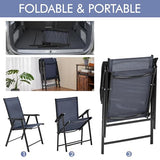 Yaheetech Patio Dining Chairs Set of 4 with Armrests, Outdoor Folding Chairs with Metal Frame and Backrest for Lawn, Garden, Yard and Poolside, Black