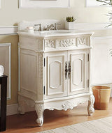 30.75 Ellenton Antique Style White Bathroom Sink Vanity & Mirror Set HF-080W-AW-BS-MIR