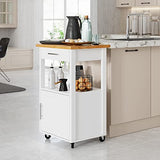 Shintenchi Kitchen Island Cart with Storage,Rolling Side Table on Wheels with Large Worktop, Cabinet,Towel Rack and Drawers for Kitchen,Dinning Room, White