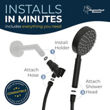 HammerHead Showers? Solid Metal LOW FLOW Handheld Shower Head with Hose and Brass Holder – OIL RUBBED BRONZE ?C Water Saving 1.75 GPM Detachable Shower Head – Adjustable Shower Wand Bracket & 6ft Hose