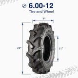 MaxAuto Farm Tractor Tire 6.00-12 Replace Kubota 7100 Series H167,2Pcs