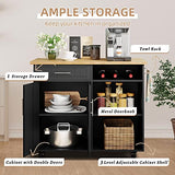 Shintenchi Kitchen Island Cart with Storage,Rolling Side Table on Wheels with Large Worktop, Cabinet,Towel Rack and Drawers for Kitchen,Dinning Room, White