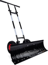 Best Choice Products 36in Galvanized Blade Heavy-Duty 2-Wheel Snow Pusher Hand Plow for Snow Removal w/Wheels, Adjustable Handle, Blade Angle – Black