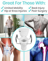 Vive Toilet Seat Risers for Seniors (Raised with Handles) Grab Bar Seat for Seniors – Options for Elongated & Standard Bowls – Elderly Handicap Medical Hip Replacement Surgery Lift, Easy Clean, White