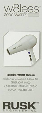 Rusk W8less Hair Dryer 2000 Watts, Very Lightweight – New