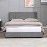 CECER King Size Bed Frame with 4 Storage Drawers, Platform Bed Frame Velvet Upholstered Adjustable Headboard, Solid Metal & Wood Frame Easy Assembly Dark Grey