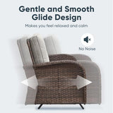 Patio Wicker Chairs Swivel Rocker – Outdoor Swivel Rocking Chairs Set of 2 with Rattan Side Table, Patio Swivel Glider Chair 3 Piece Patio Furniture Sets for Deck Porch Pool Brown/Blue