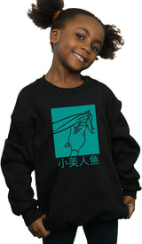 Disney Princess Girls Ariel The Little Mermaid Hair Stroke Sweatshirt Black 9-11 Years