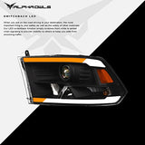 Alpha Owls 8710401 Crystal Headlights With Switchback Sequential LED Light Bar & Startup Light – Black Amber Fits 2009-2018 Dodge Ram 1500 2500 3500/2019-2023 Classic Halogen Models