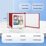 Auseo Mini Upright Freezer Compact Refrigerators??1.2Cu.ft Small Stand up Freezer for Home Office, Red