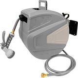 Twinkle Star Retractable Hose Reel, 98.5+6.6 FT 1/2 Garden Hose Reel with 9 Pattern Nozzle, Any Length Lock Heavy Duty, Auto Rewind Slow Return System, Wall Mounted 180 Degree Pivot Swivel Bracket