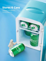 Silonn Mini Fridge, Portable Skin Care Fridge, 4 L/6 Can Cooler and Warmer Small Refrigerator with Eco Friendly for Home, Office, Car and College Dorm Room, Compact Refrigerator and Teal (SLRE01G1)